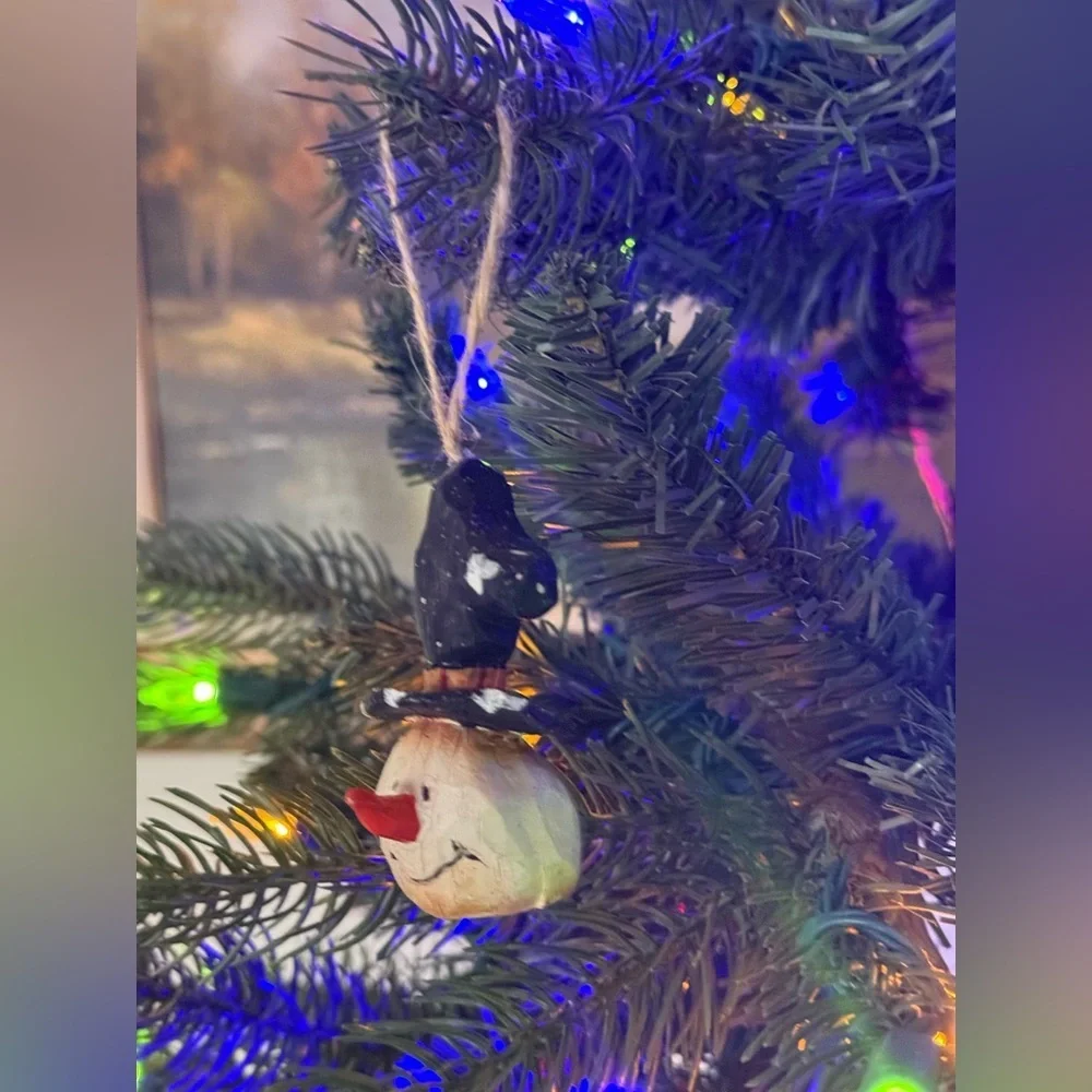 Vintage 1980’s Charming Snowman Ornament with Black Hat
